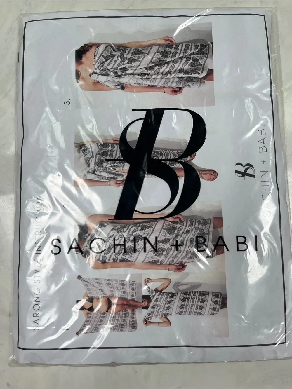 Sachin + Babi White and Black Printed Sarong Wrap Cover